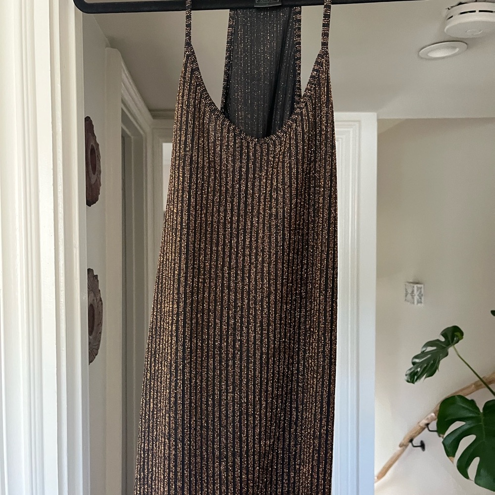 Elegant Black and Gold Striped Tank Top